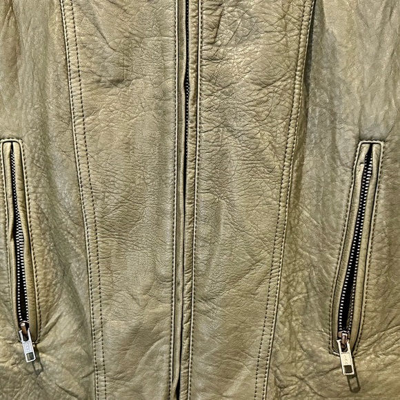 Theory Women’s Olive Green Leather Jacket - Picture 4 of 6